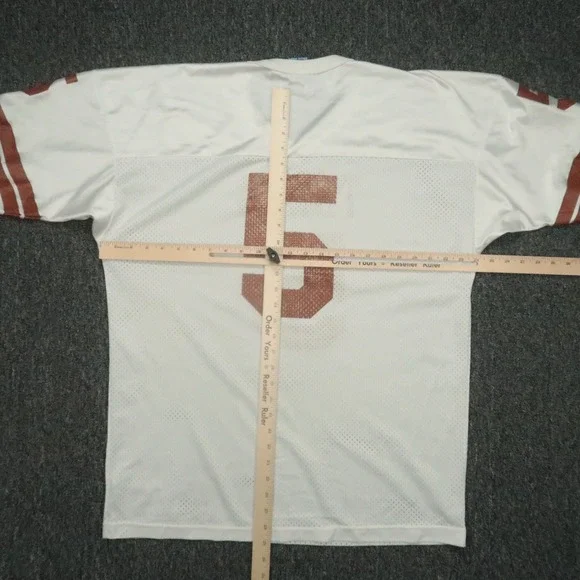 VINTAGE Texas Longhorns Jersey Mens 48 White‎ Champion USA Mesh #5